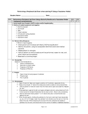 Fillable Online Austincc Performing A Peripheral Lab Draw When Starting