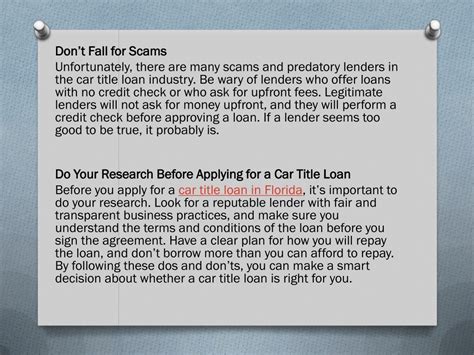 PPT Dos And Donts Of Applying For A Car Title Loan PowerPoint