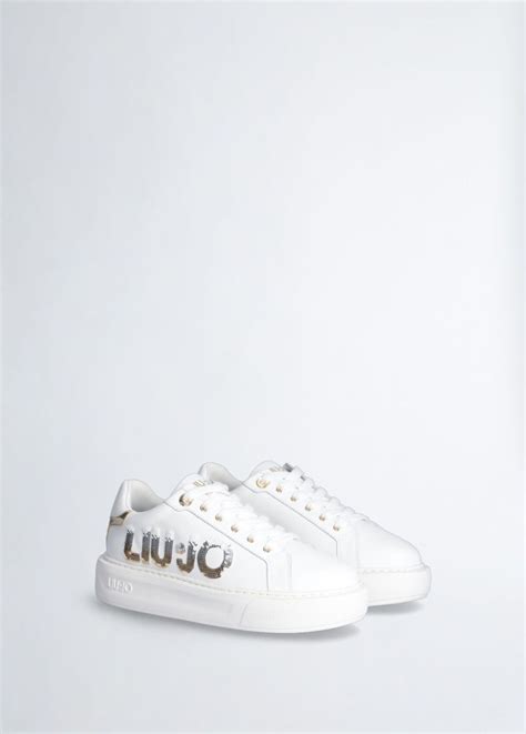 Women Liujo Trainers Platform Sneakers With Maxi Logo White