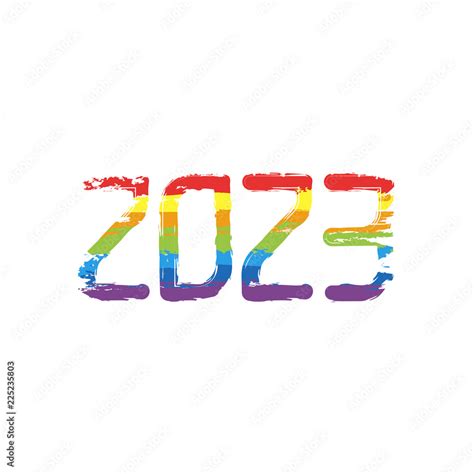 Number Icon Happy New Year Drawing Sign With Lgbt Style Seven