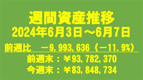 【資産公開】2024年6月3日～6月7日資産推移（50代準富裕層fire 米国株式etf日本株式投資信託ideco年金現金