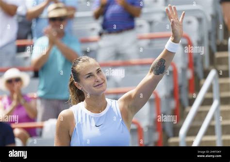 Aryna Sabalenka Of Belarus Waves To The Crowd After Beating Her