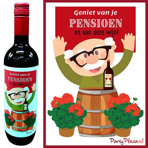 Wijnetiket Pensioen Man Wijnlabel Voor Wijnfles Pensionado