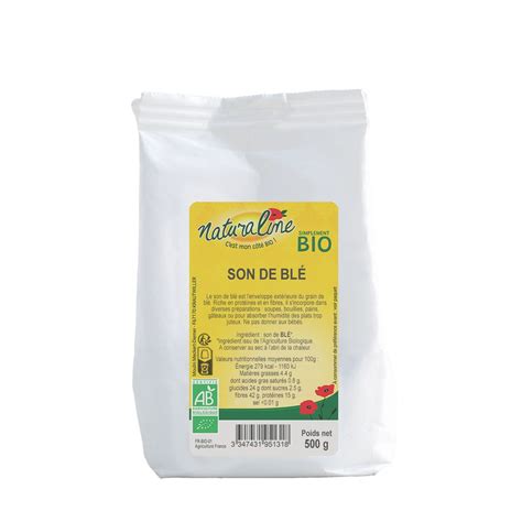 NATURALINE Son de blé alimentaire bio 500g pas cher Auchan fr