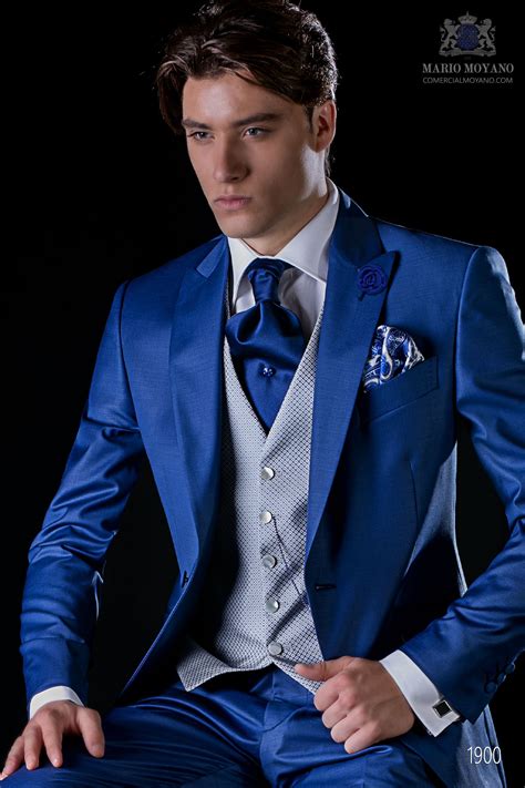 Traje De Novio Moderno Azul Royal 1900 Mario Moyano