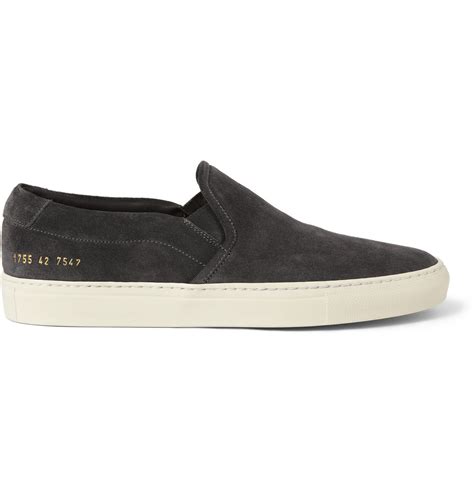 Common Projects Suede Slip On Sneakers In Black For Men Lyst