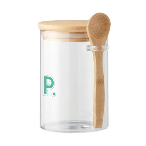 Glass Storage Jar With Bamboo Spoon Branded Jar Project Merchandise