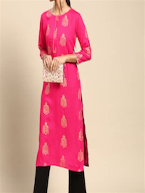 Buy Gerua By Libas Women Fuchsia Golden Ethnic Motifs Printed Kurta