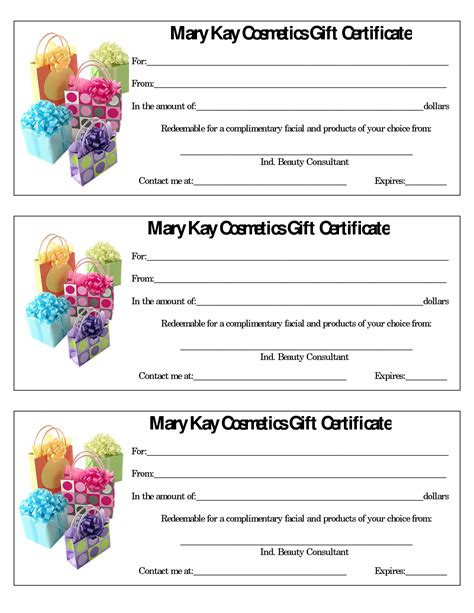 Mary Kay Certificate Certificados De Regalo Mary Kay Etiquetas Para