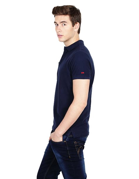 Buy Basics Casual Plain Navy 100 Cotton Muscle Tshirt Online ₹999