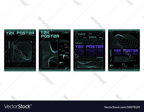 Retro Futuristic Y2k Aesthetic Poster Design Vector Image