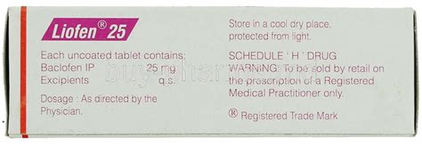 Buy Baclofen 10 Mg 25 Mg Tablet Online