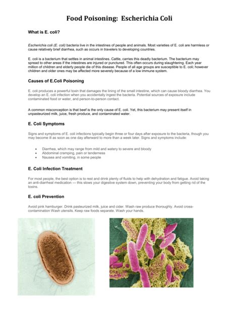 Food Poisoning: Escherichia Coli