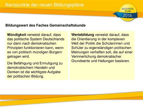 Bildungsplanreform Baden W Rttemberg Gemeinschaftskunde Ppt