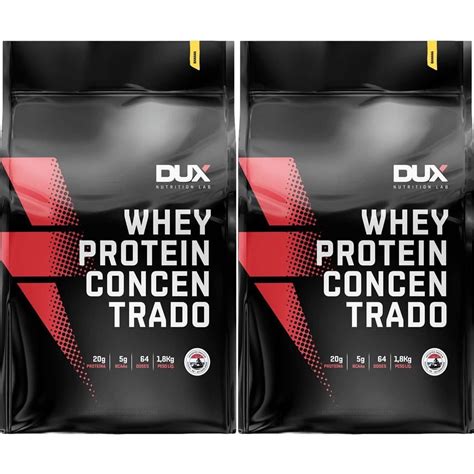 Kit 2X Whey Protein Concentrado 1800g Refil Banana Dux Nutrition