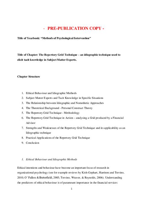 (PDF) The Repertory Grid Technique – an idiographic technique used to elicit tacit knowledge in ...