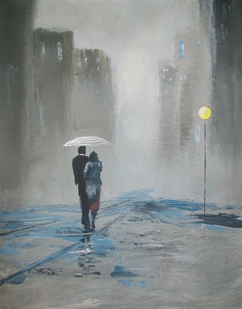 Romantic Walk In The Rain Painting By Raymond Doward