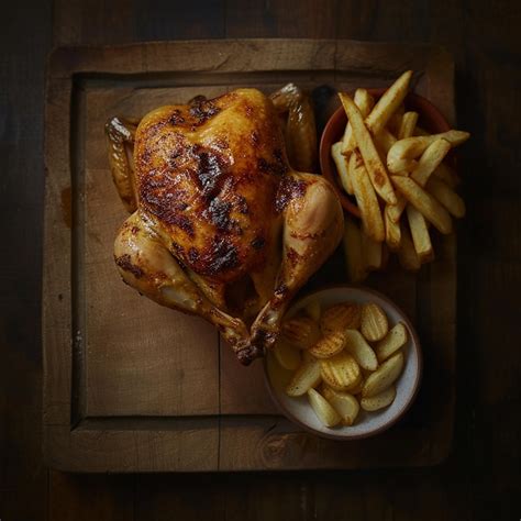 Premium Photo Plate With Roasted Chicken