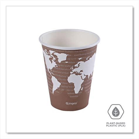 World Art Renewable And Compostable Hot Cups Oz Brown White