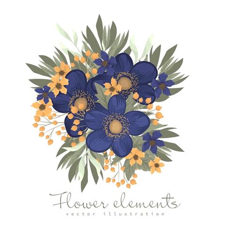 Blaue Clipart Blume Premium Vektor