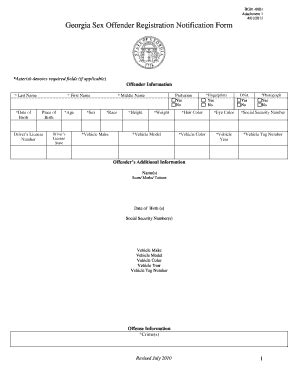 Fillable Online Georgia Sex Offender Registration Notification Form Fax