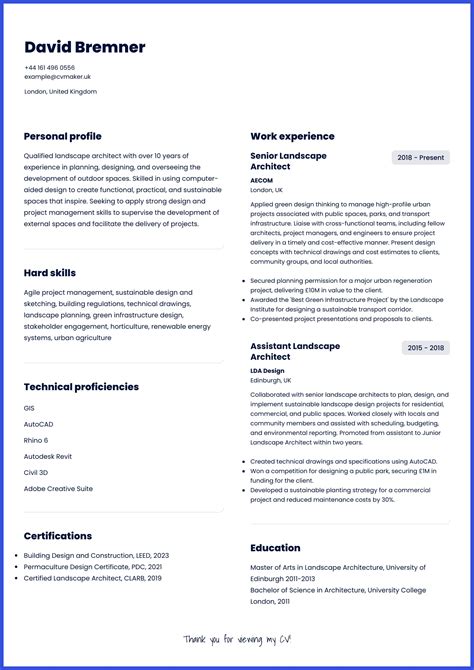 Architecture Cv Example With Free Writing Guide And Tips