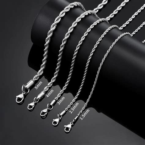 18k Real Gold Plated Rope Chain 15mm 25mm 5mm Stainless Steel Twist Chain Necklace For Men