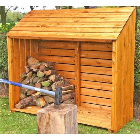 Outdoor Large Log Storage Shed Open Natural Colour Timber Garden Patio