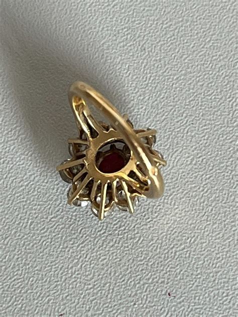 Proantic Bague Pompadour Or Jaune Rubis Diamants Ct