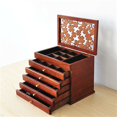 Luxury Multi Layer High Gloss Wooden Jewelry Box Stylish Retro Storage Jewelry Box Sale