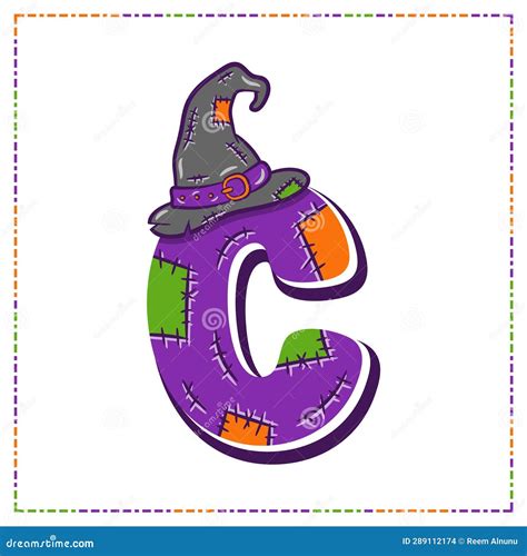 Halloween English Alphabet Letter C Witch Theme Drawing Stock Vector - Illustration of education ...