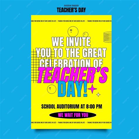 Free Psd Hand Drawn Teacher S Day Invitation Template