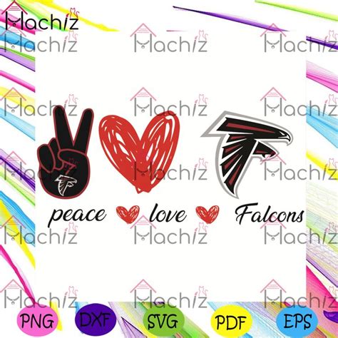 Atlanta Falcons Peace Love Svg Sport Svg Peace Svg Love Svg Heart