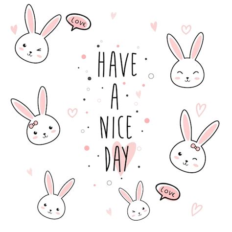 Premium Vector Cute Rabbit Cartoon Doodle Pastel