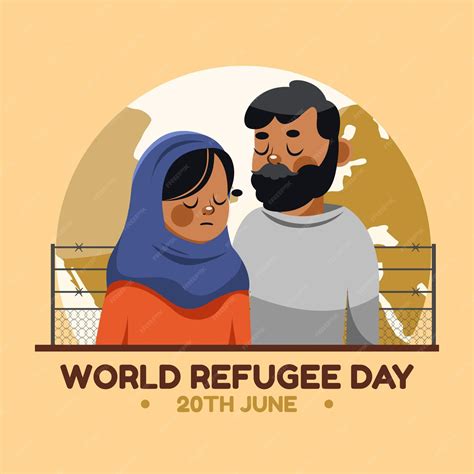 cartoon world refugee day illustration premium vector
