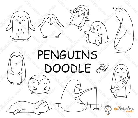 Penguin Doodle Penguin Doodle Penguin Craft Wall Art - Etsy