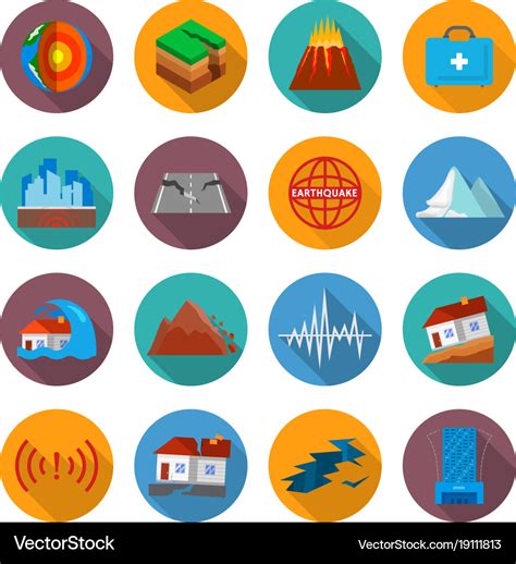 Disaster Icon Collection Earthquake Vector Set Stock Vector Royalty