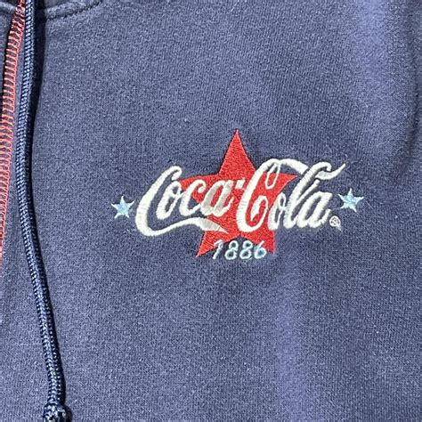 Coca Cola Women S Red And Navy Hoodie Depop