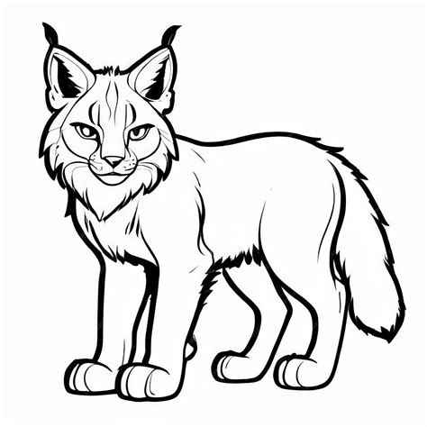 Lynx Outline Black And White Cute Coloring Book Premium Ai Generated