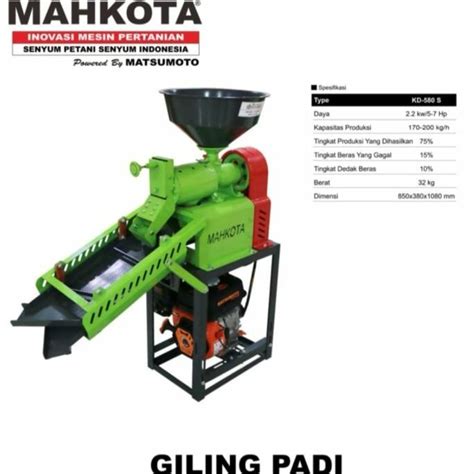 Jual Mesin Giling Padi Mahkota KD 580 S Selep Padi Kapasitas Besar