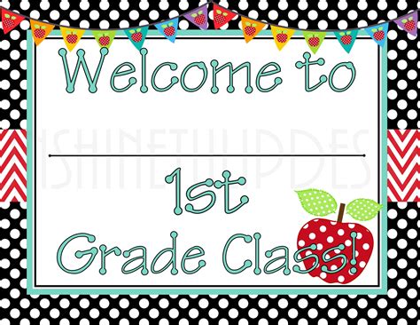 Printable 1st Grade Teacher Door & Wall Sign - Sunshinetulipdesign