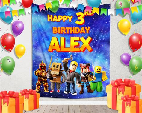 Personalized Roblox Birthday Backdrop Custom Birthday Banner Etsy