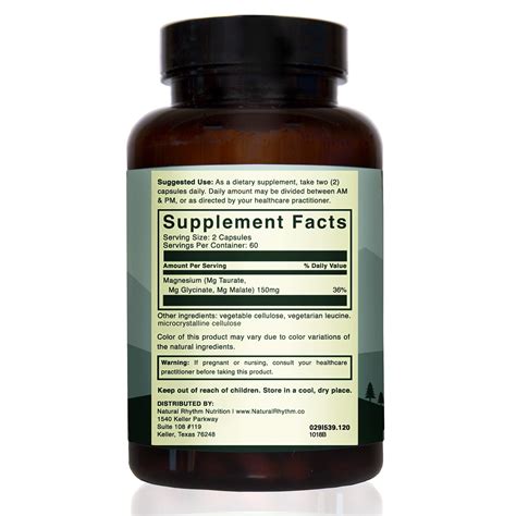 Natural Rhythm Triple Calm Magnesium Mg Of Magnesium Taurate