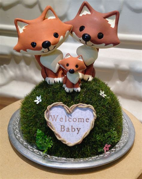 Woodland Foxes Baby Shower Cake Topper Custom Cake Topper