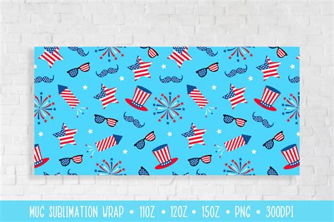 Usa Patriotic Mug Sublimation Wrap Th Of July Mug Design By