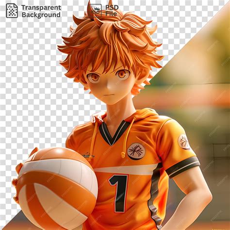 Premium Psd Unique Shoyo Hinata From Haikyuu Holds An Orange