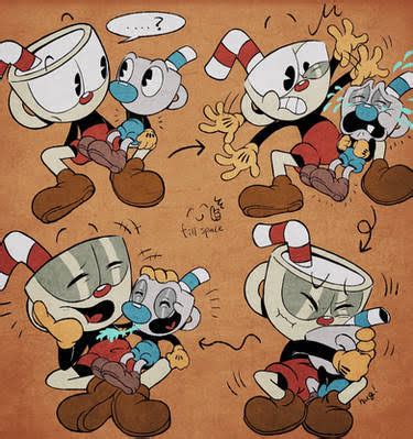 Cuphead with baby mugman by werewolfverse on DeviantArt