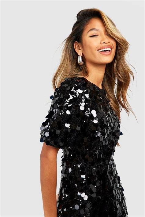 Dresses Sequin Blouson Midaxi Dress Boohoo