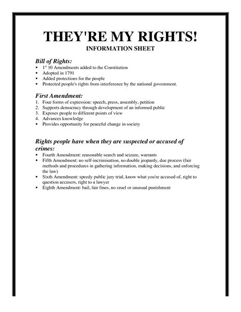 Personal Bill Of Rights Worksheet