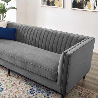 Everly Quinn Devote Channel Tufted Performance Velvet Sofa Wayfair